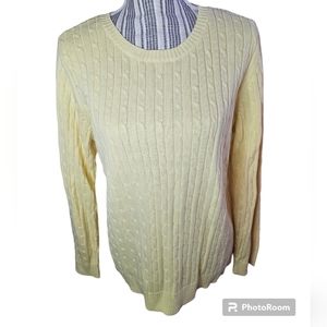 Croft & Barrow women's yellow crewneck long-sleeved cable knit sweater size L